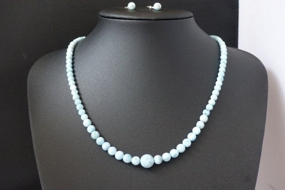 LARIMAR ketting/oorhanger-set, Sieraden, Tassen en Uiterlijk, Kettingen, Nieuw, Verstelbaar, Zilver, Verzenden