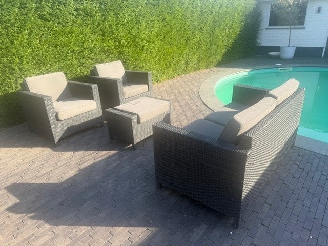 4 Seasons Outdoor  Loungeset met 2 Stoelen, Bank en Hocker, Tuin en Terras, Ophalen, 4 zitplaatsen, Loungeset, Wicker