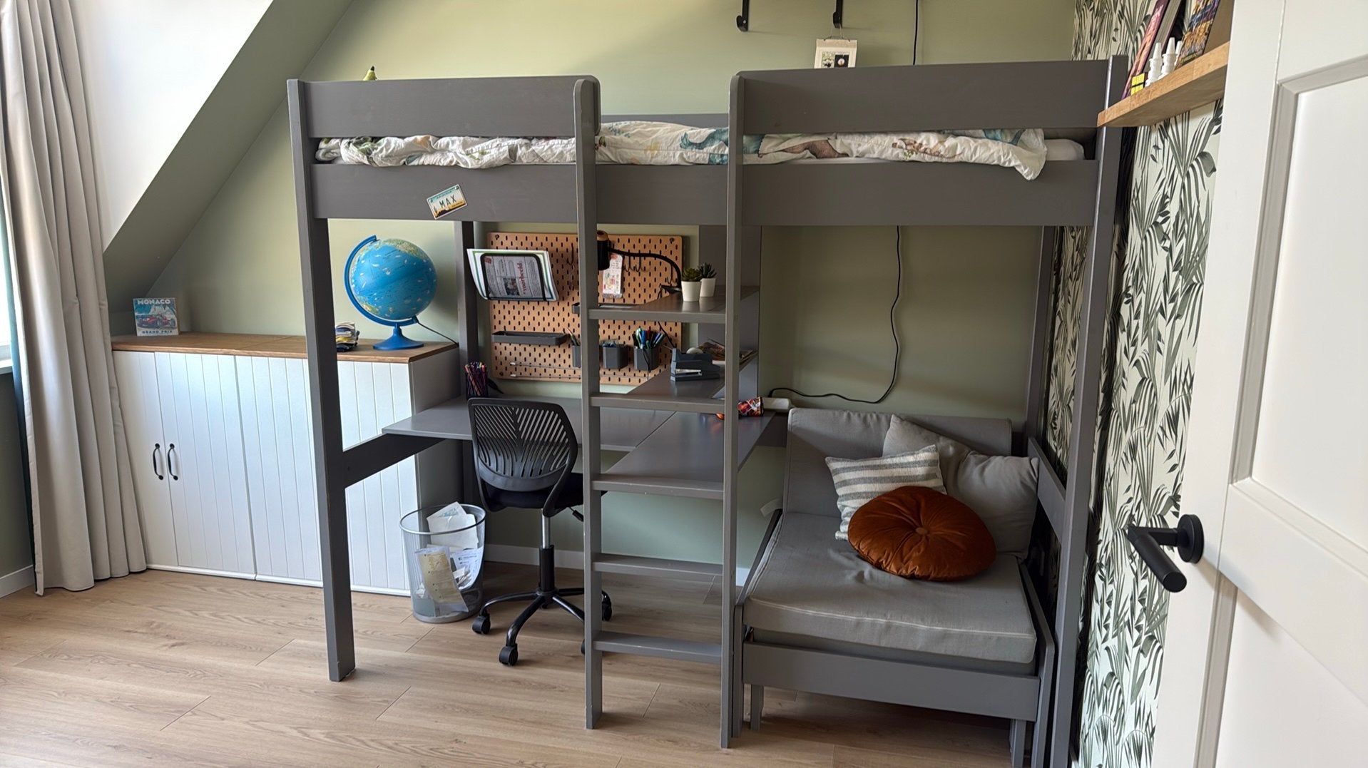 NOUS Kids Hoogslaper Robin 90x200 met bureau en slaapbank, Ophalen, Gebruikt, Eenpersoons, 200 cm