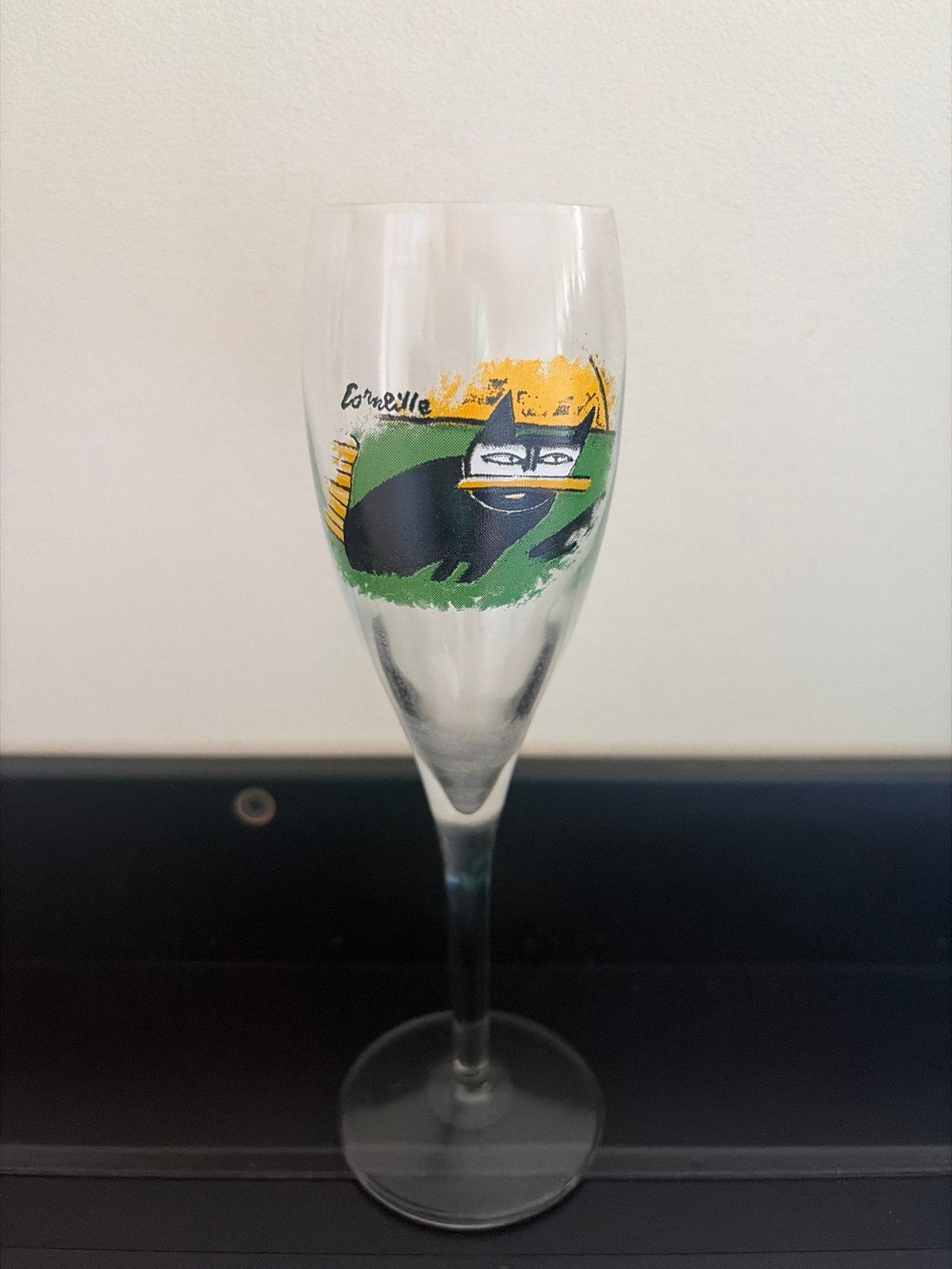 Corneille champagneglas met kattenafbeelding, Ophalen of Verzenden
