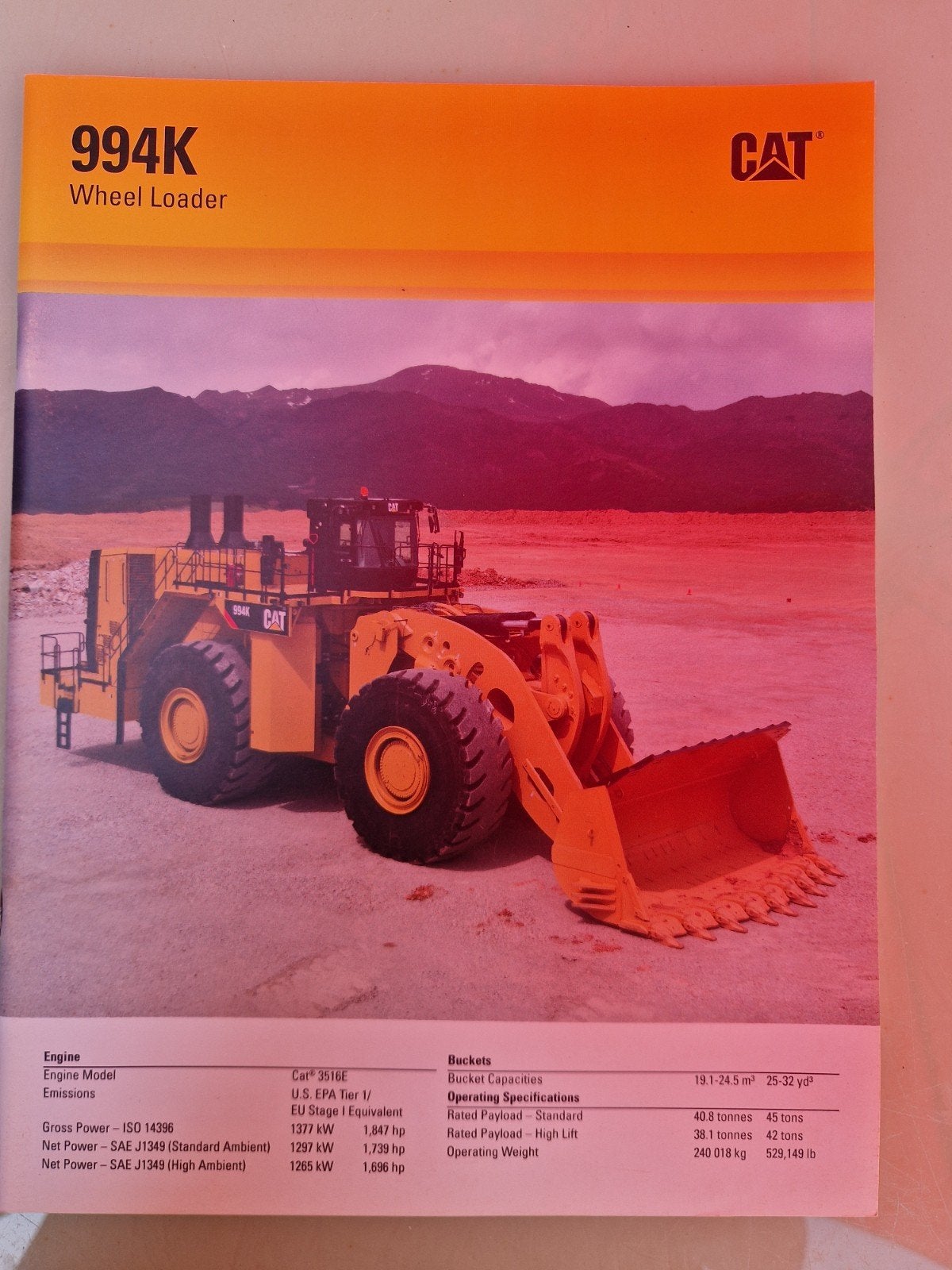 CAT 994K Wiellader Catalogus (2015), Ophalen of Verzenden, Zo goed als nieuw, CAT, Catalogus