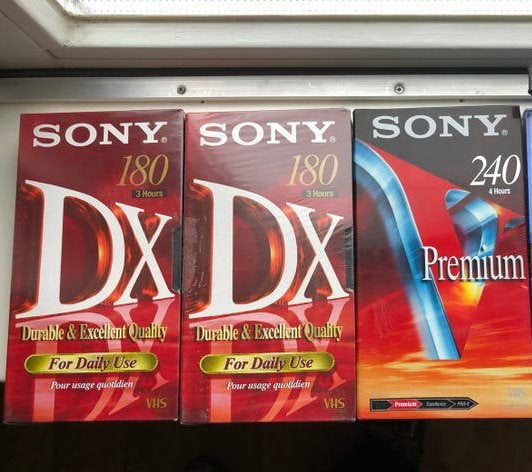 Nieuwe VHS-banden: Sony DX, Sony Premium, Ophalen, Alle leeftijden, Overige genres, Nieuw in verpakking