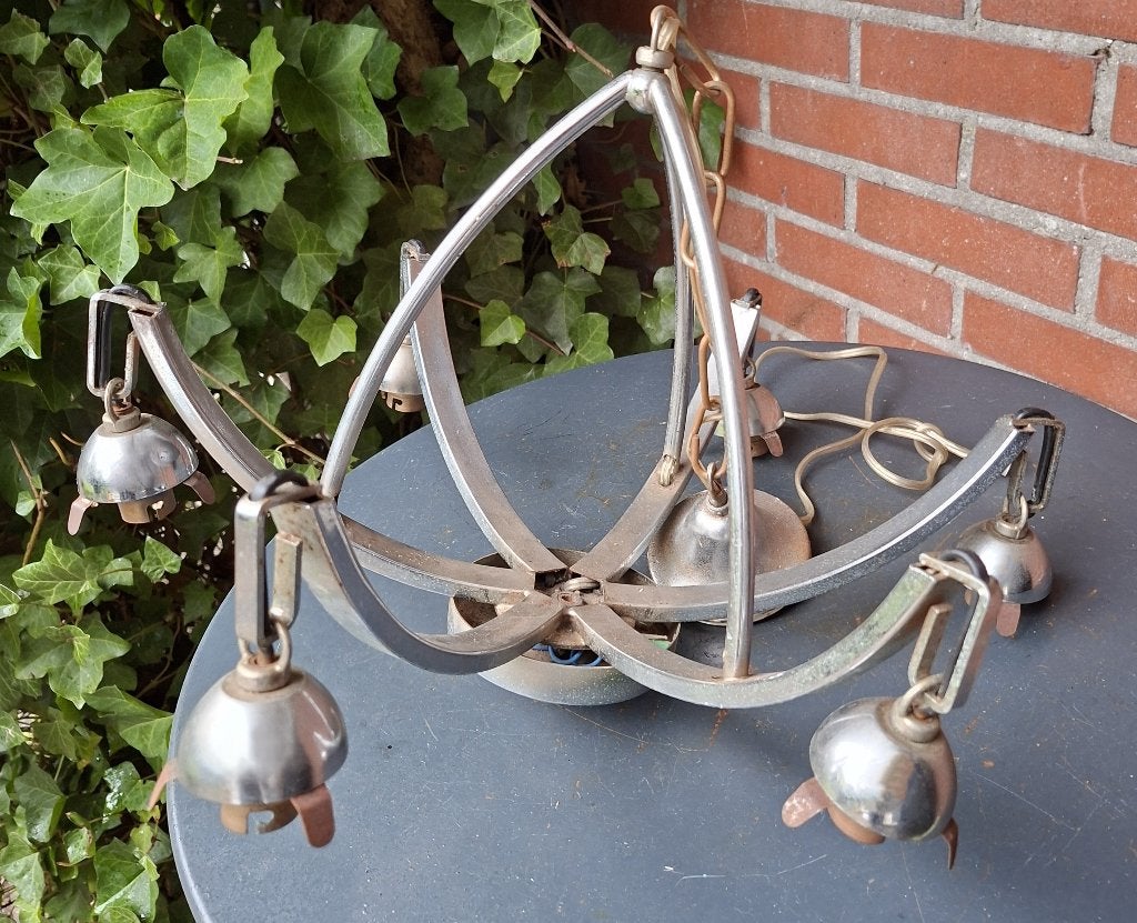 Franse vintage Mid Century  ''spin''' metaal/chroom Art Deco, Ophalen of Verzenden