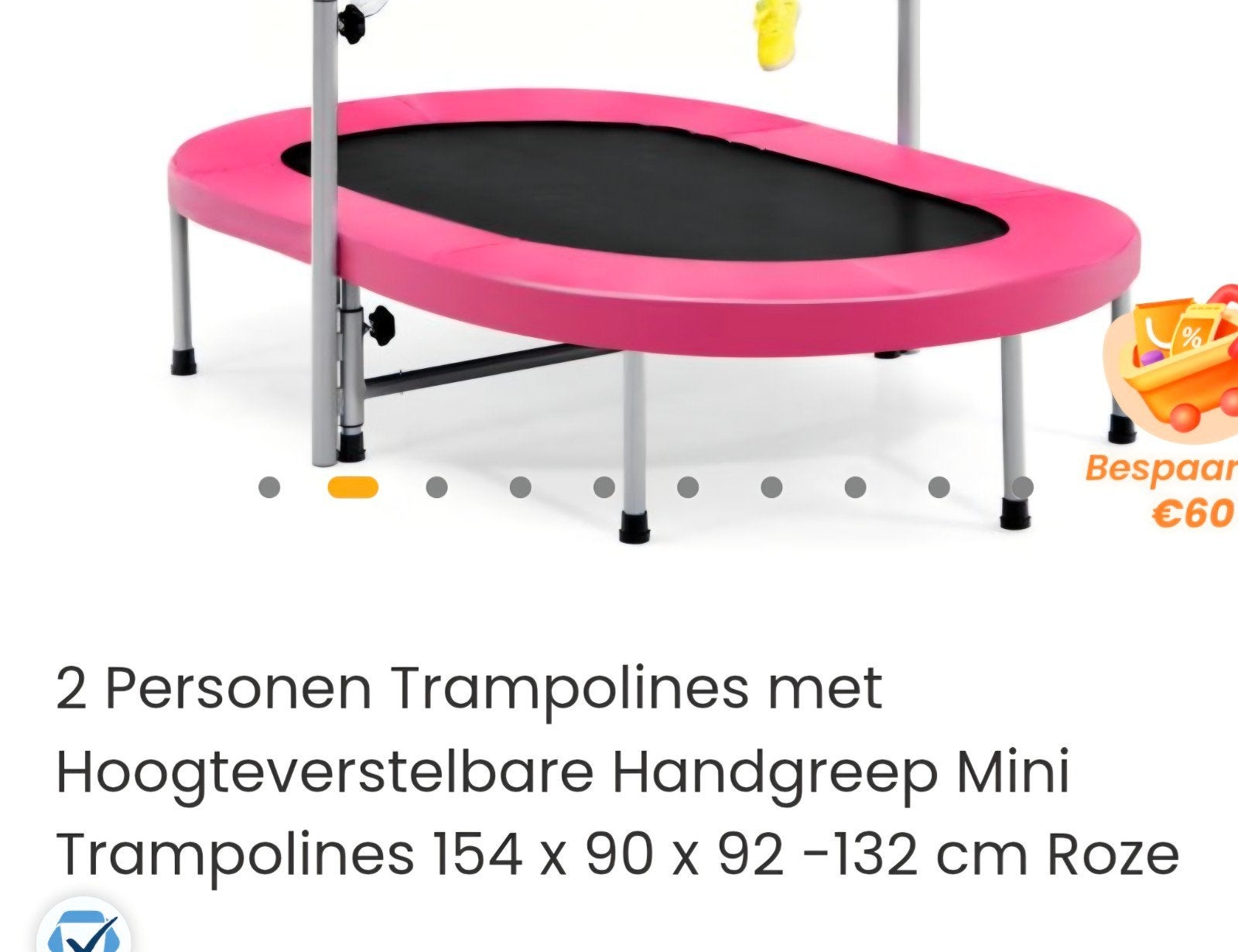Roze Mini Trampoline met Verstelbare Handgreep, Ophalen, Nieuw