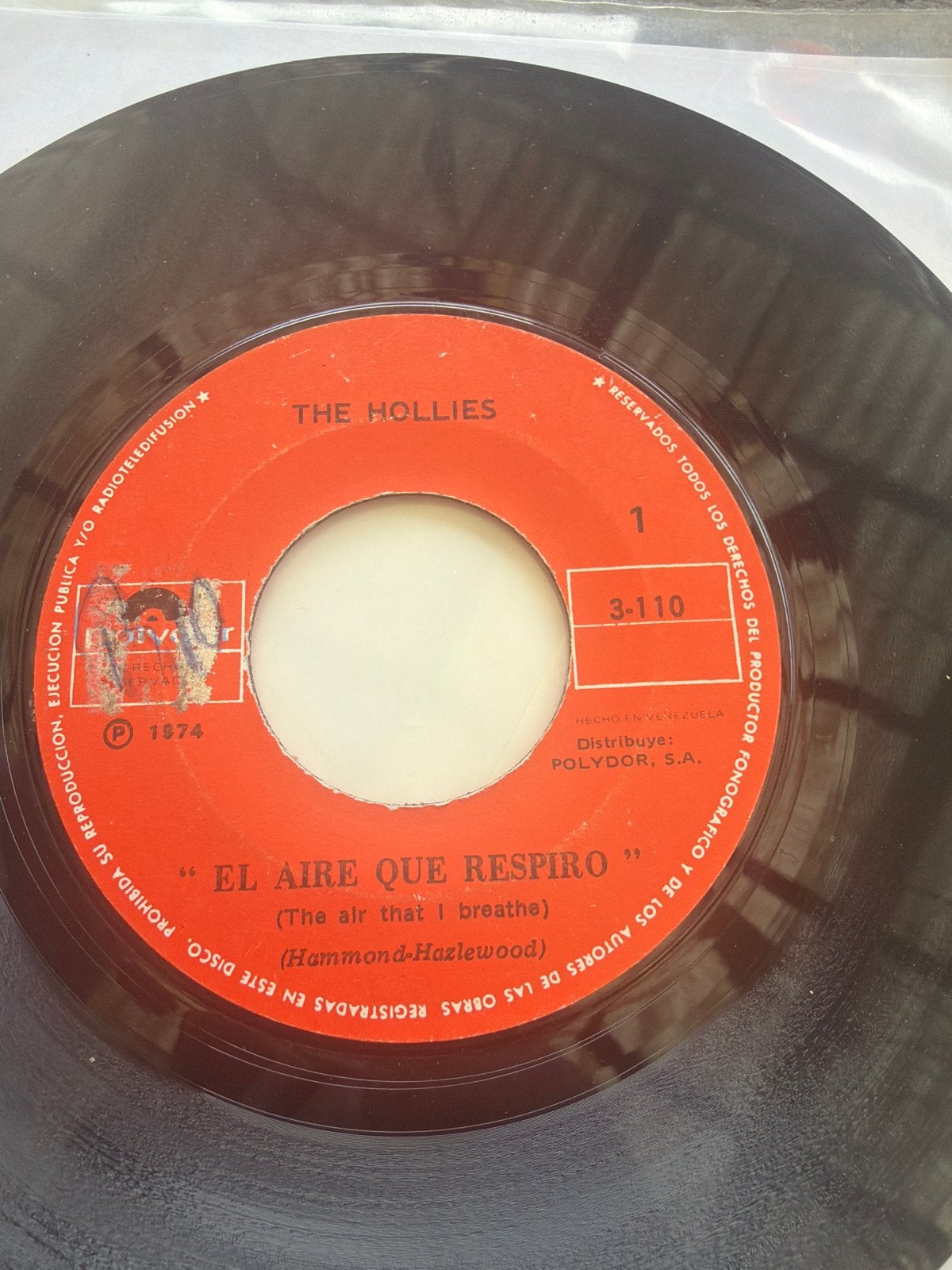 The Hollies - El Aire Que Respiro (The Air That I Breathe), Gebruikt, 7 inch, Ophalen of Verzenden, Pop