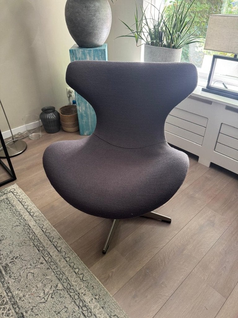 Eg Chair stijl Fauteuil - grijs stof, Ophalen, 75 tot 100 cm, Zo goed als nieuw, Stof