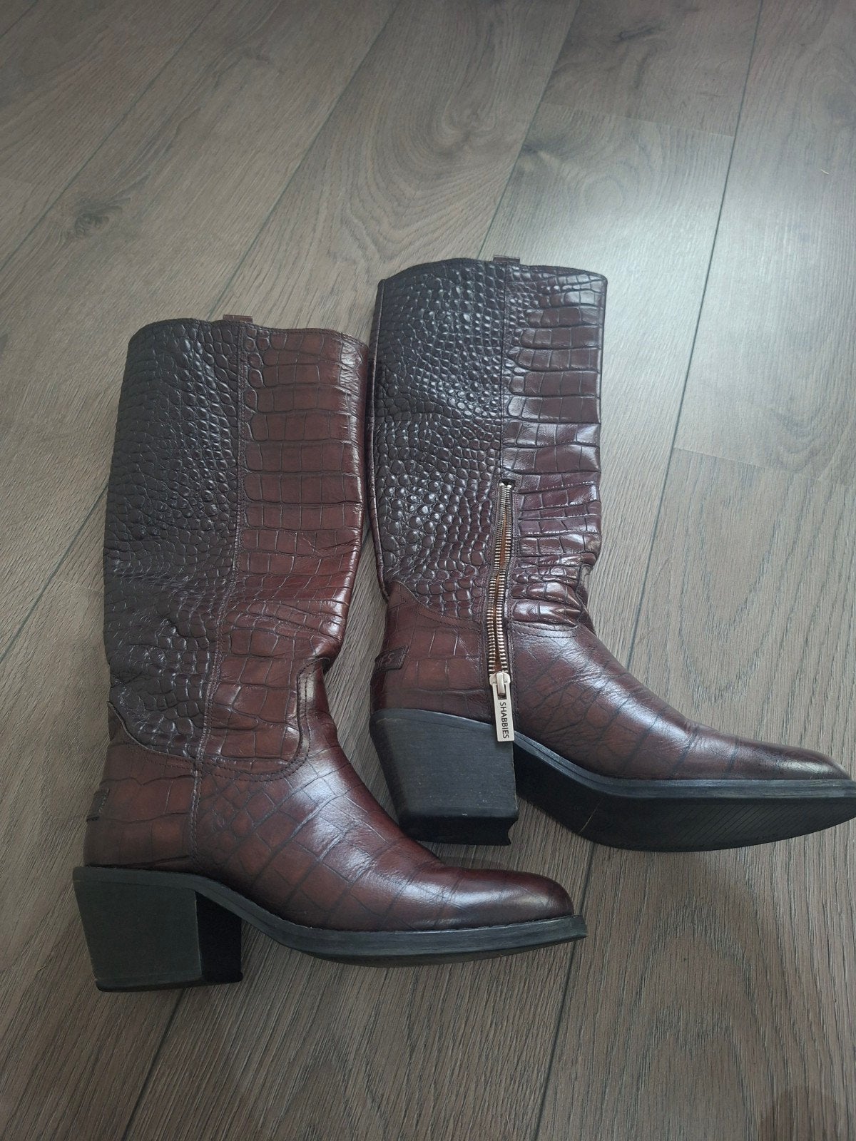 Shabbies Amsterdam leren croco laarzen, Hoge laarzen, Ophalen of Verzenden, Gedragen, Bruin