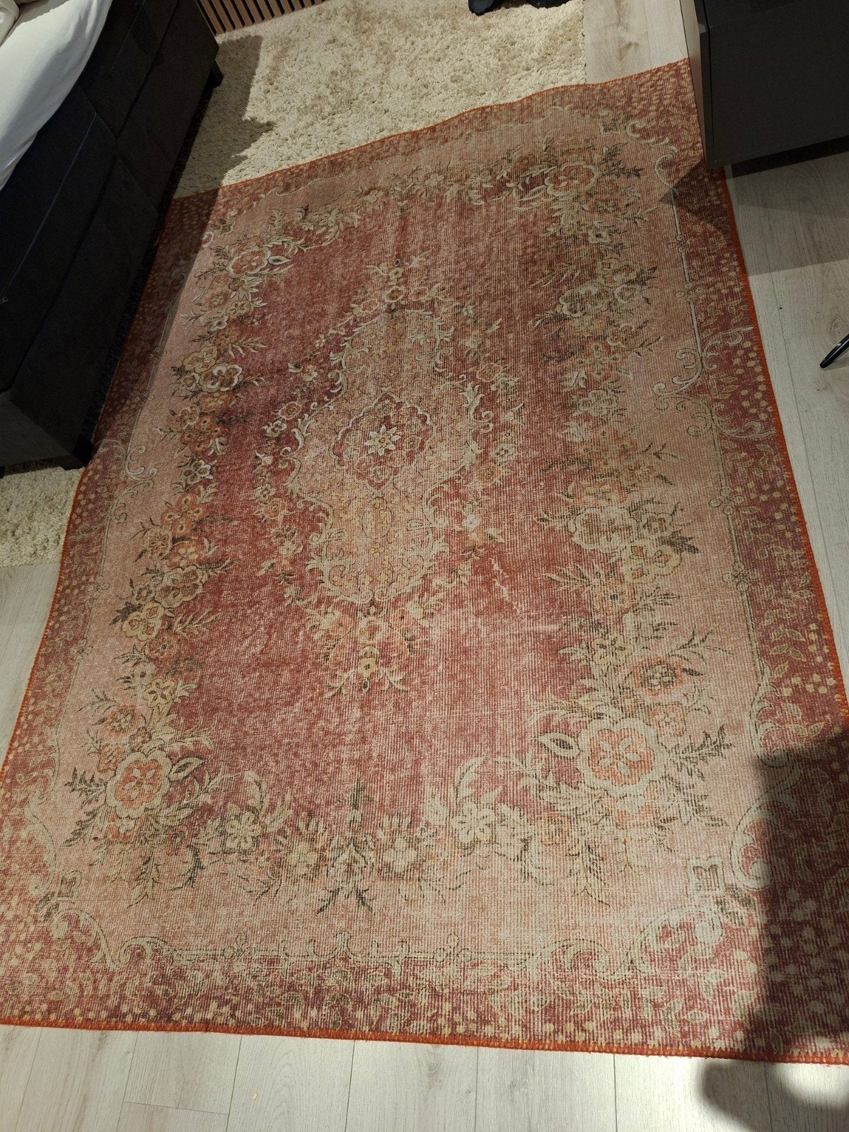 Nieuw vintage vloerkleed oud roze/groen 160x230 cm, Ophalen, Vintage, Rechthoekig, 150 tot 200 cm