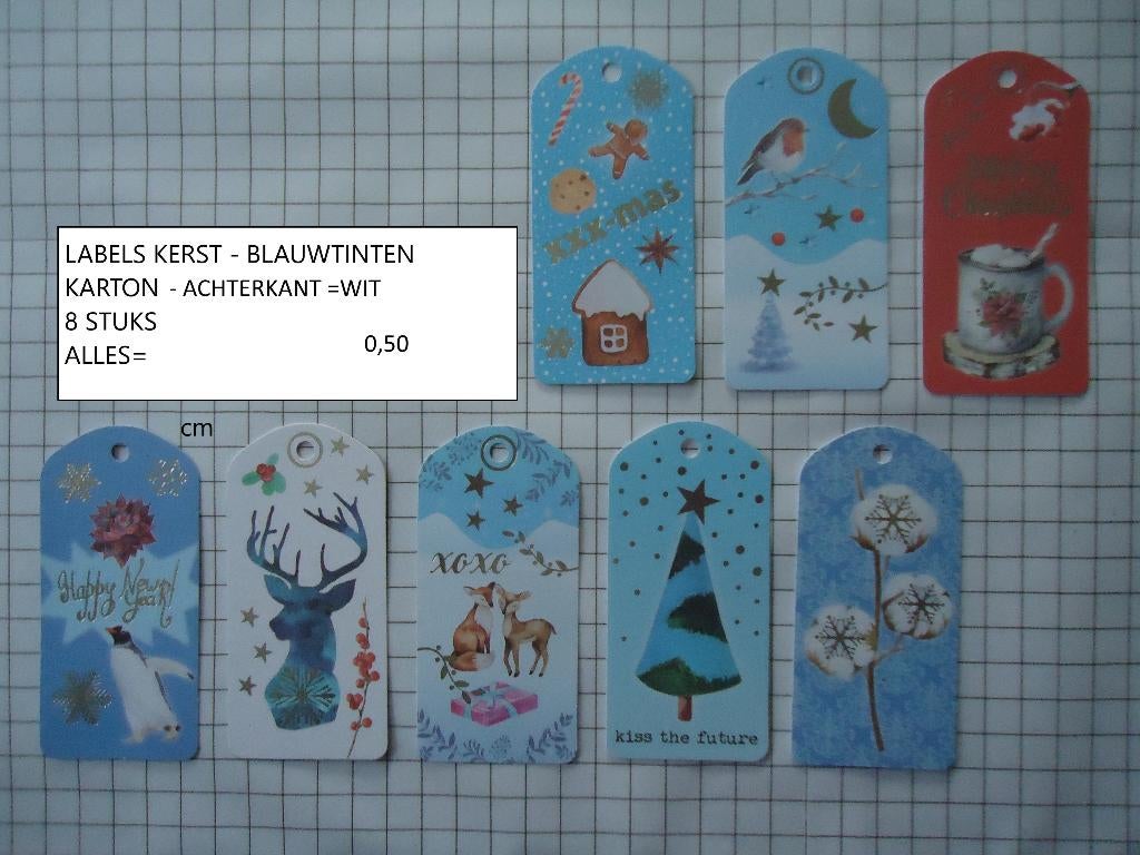 kerstlabels set 8 stuks ( alleen verzenden, Ophalen, Nieuw, Kerst, Pons of Mal
