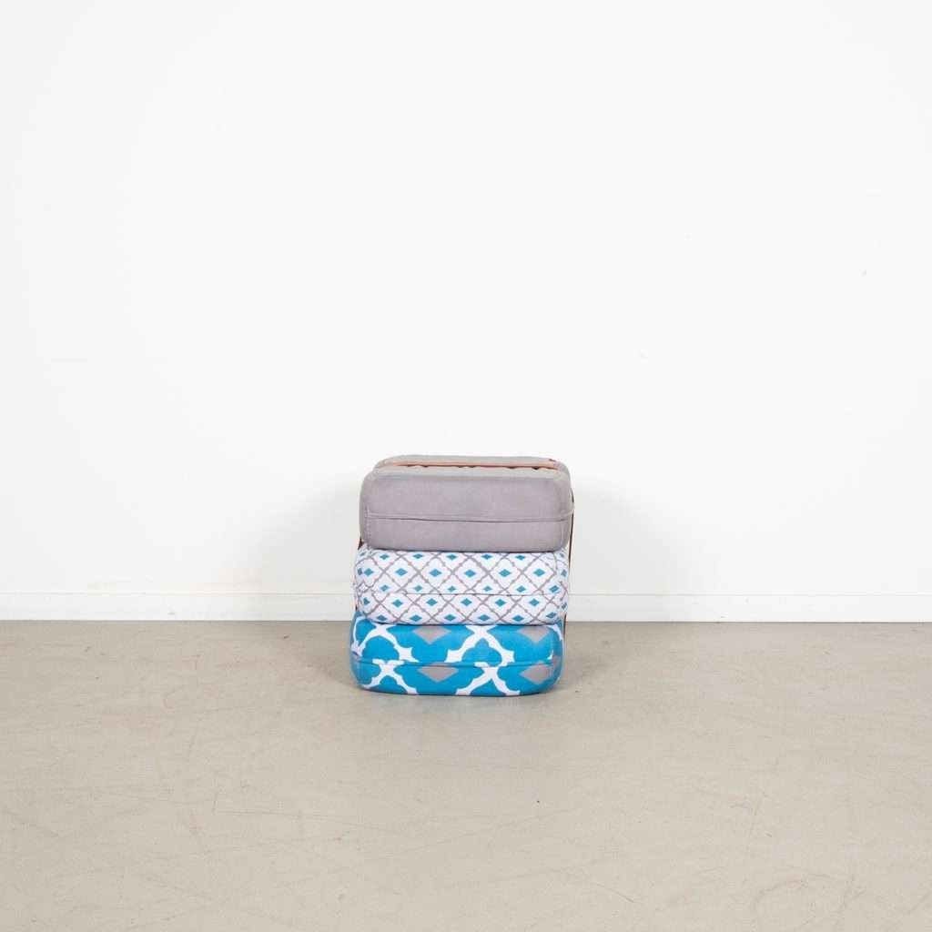 10x Fatboy Baboesjka Poef Blauw/Grijs Stof (Patroon 2), Niet ingevuld, Minder dan 50 cm, Minder dan 50 cm, Zo goed als nieuw
