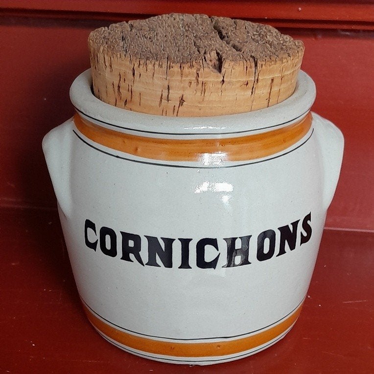 Pot cornichons met kurken deksel/stop, Antiek en Kunst, Ophalen of Verzenden