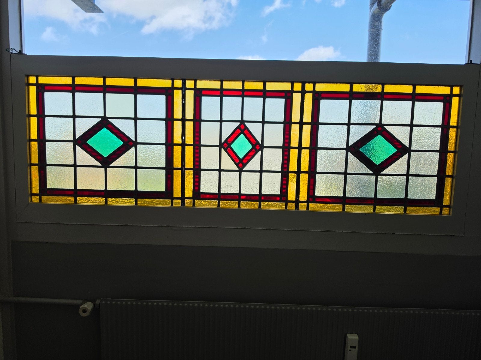 Prachtig Glas in Lood Raam - Uniek Design, Ophalen, Gevelraam of Ruit, Zo goed als nieuw, 120 tot 160 cm