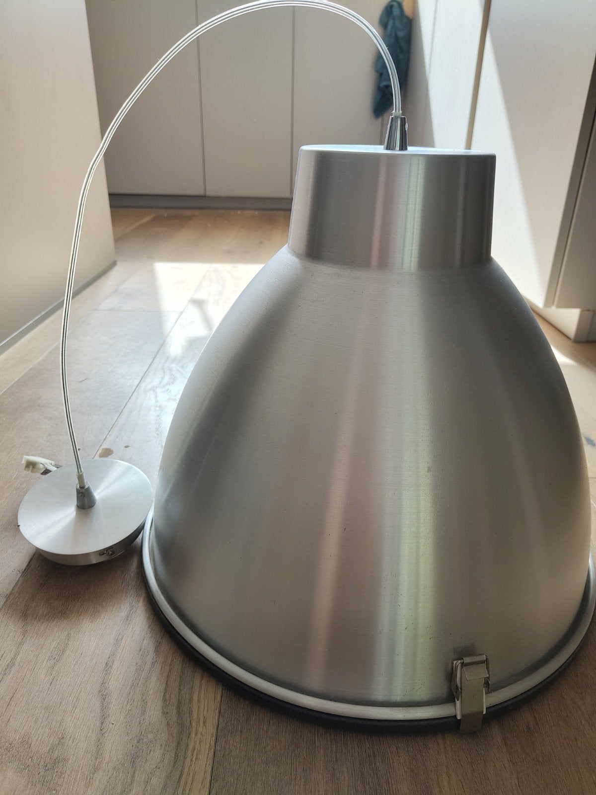 grote hanglamp, Ophalen of Verzenden, Gebruikt, Glas, Industrieel