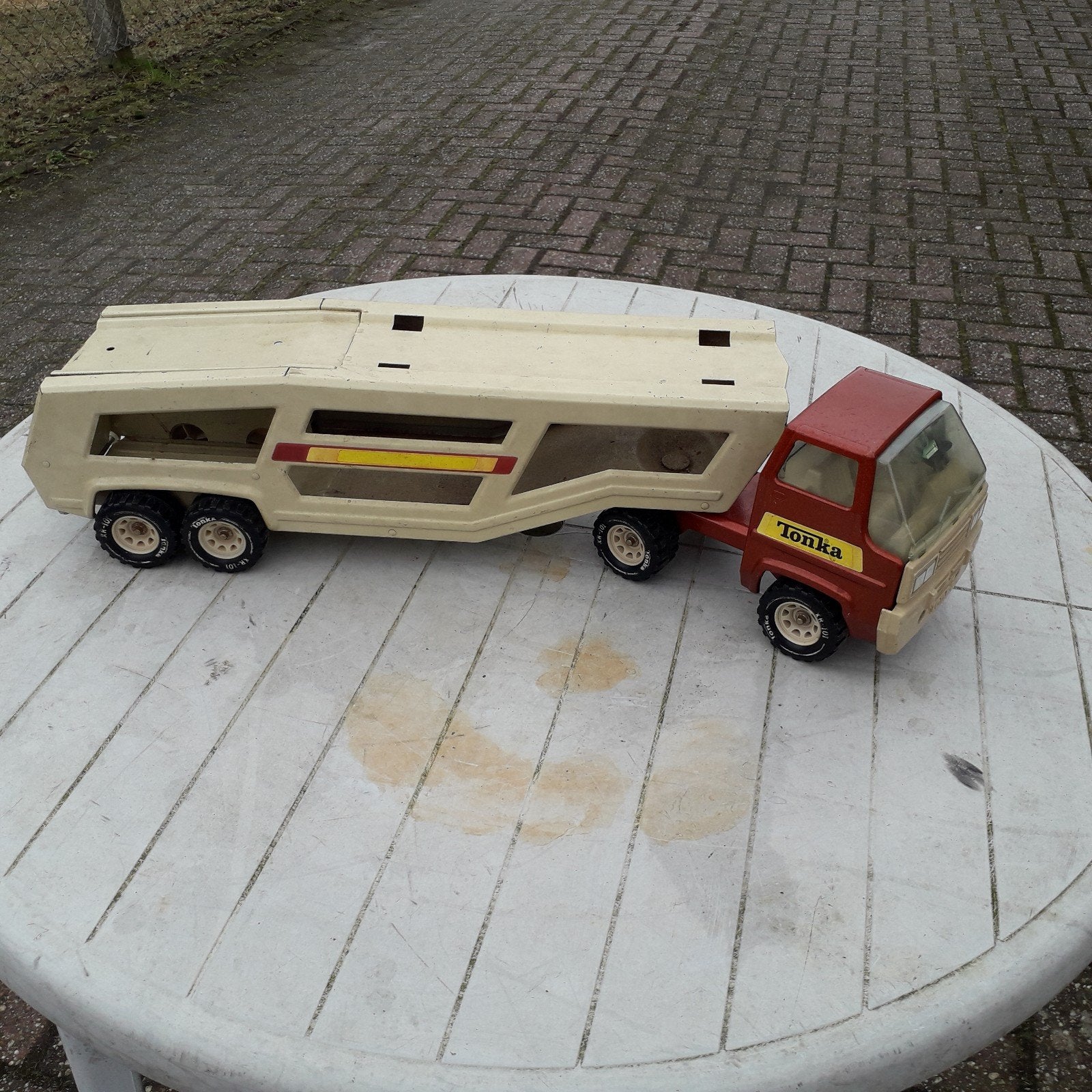 Tonka Vrachtwagen met Oplegger - Rood/Wit, Ophalen, Gebruikt