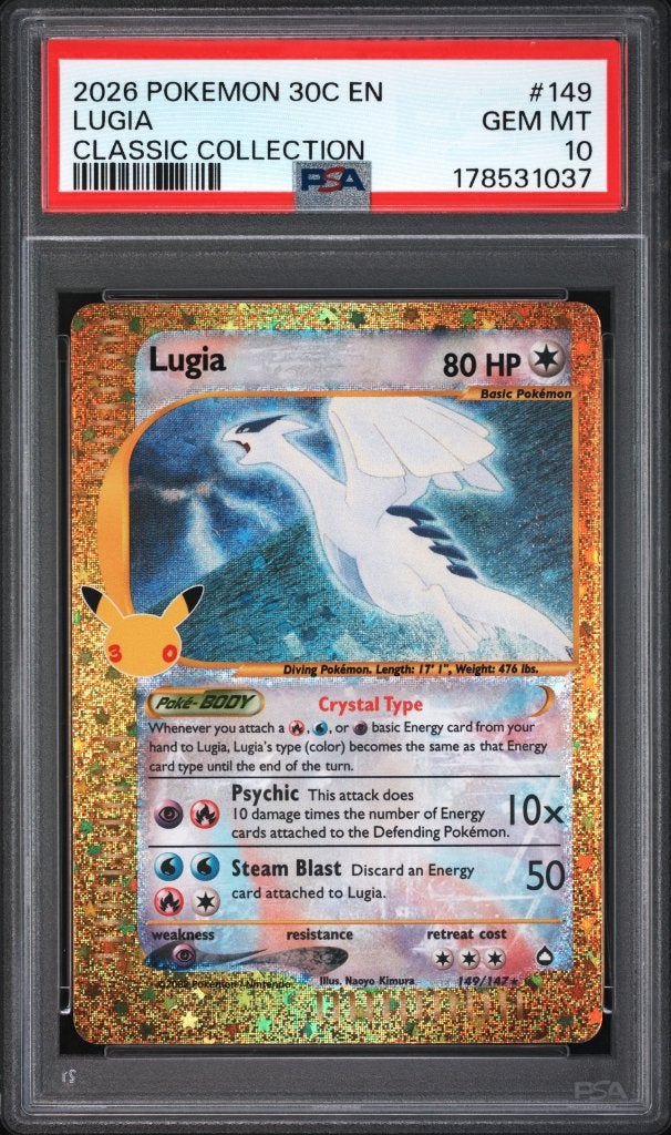 Pokémon Lugia #149 PSA 10 Gem Mint – 30th Celebration, Hobby en Vrije tijd, Ophalen of Verzenden, Nieuw, Losse kaart, Foil