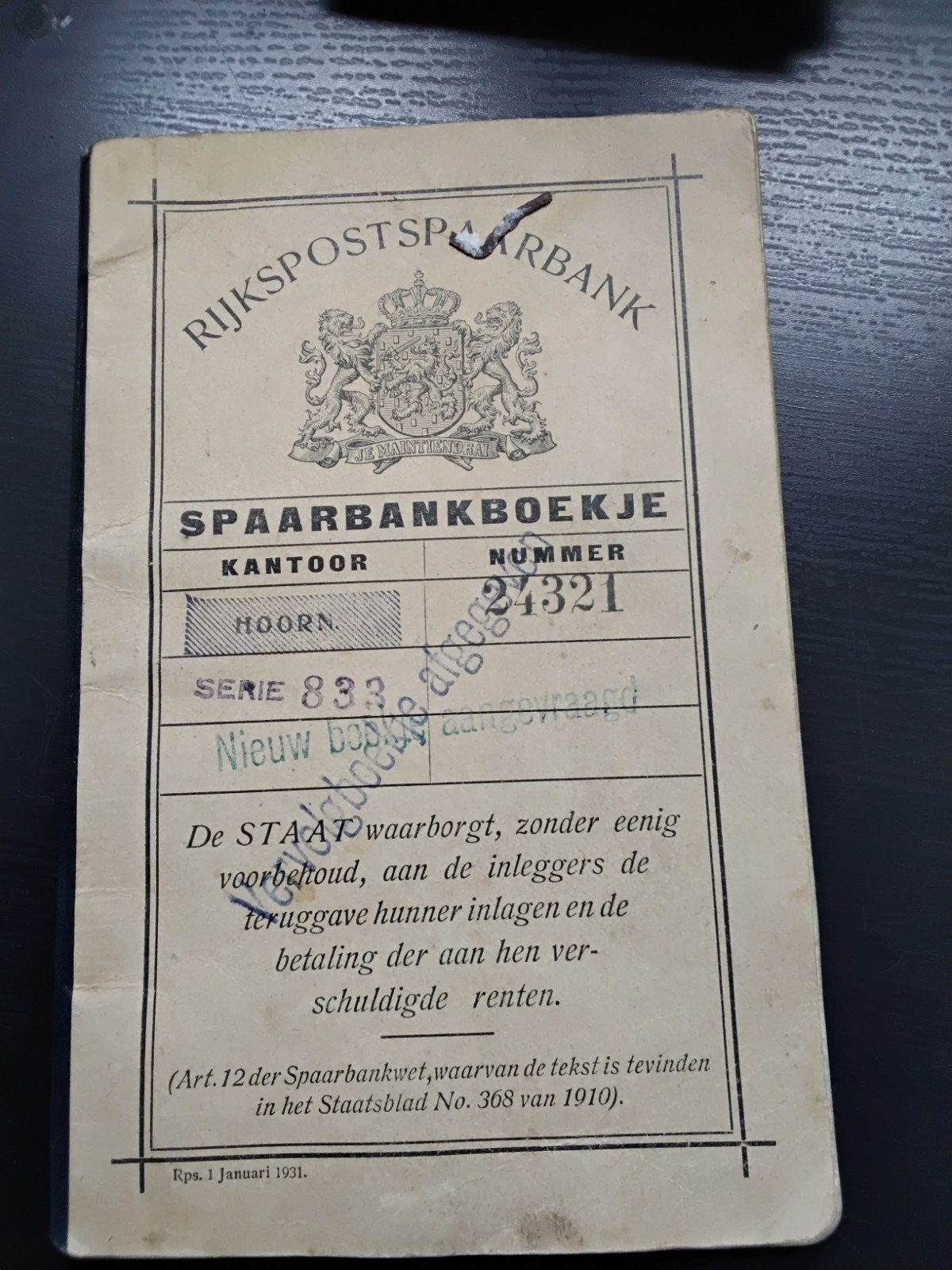 RIJKSPOSTSPAARBANK, Ophalen of Verzenden