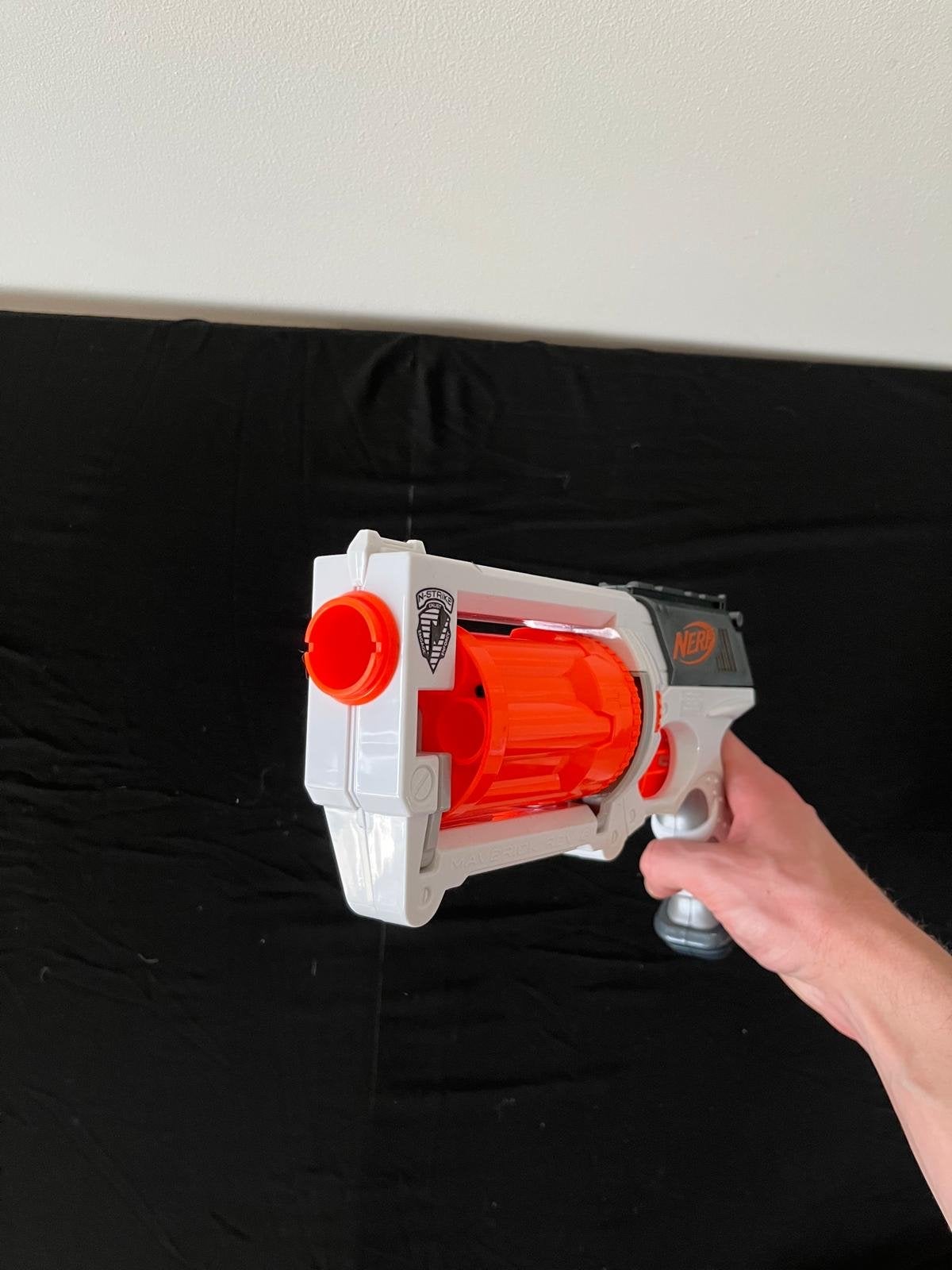 Nerf Maverick REV-6 Pistool - Wit/Oranje, Ophalen of Verzenden, Gebruikt, Jongen of Meisje