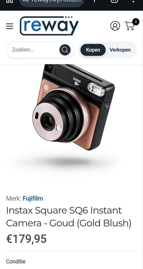 Fujifilm Instax Square SQ6 Instant Camera - Goud, Audio, Tv en Foto, Fotocamera's Digitaal, Nieuw, Fuji, Geen optische zoom, Ophalen of Verzenden