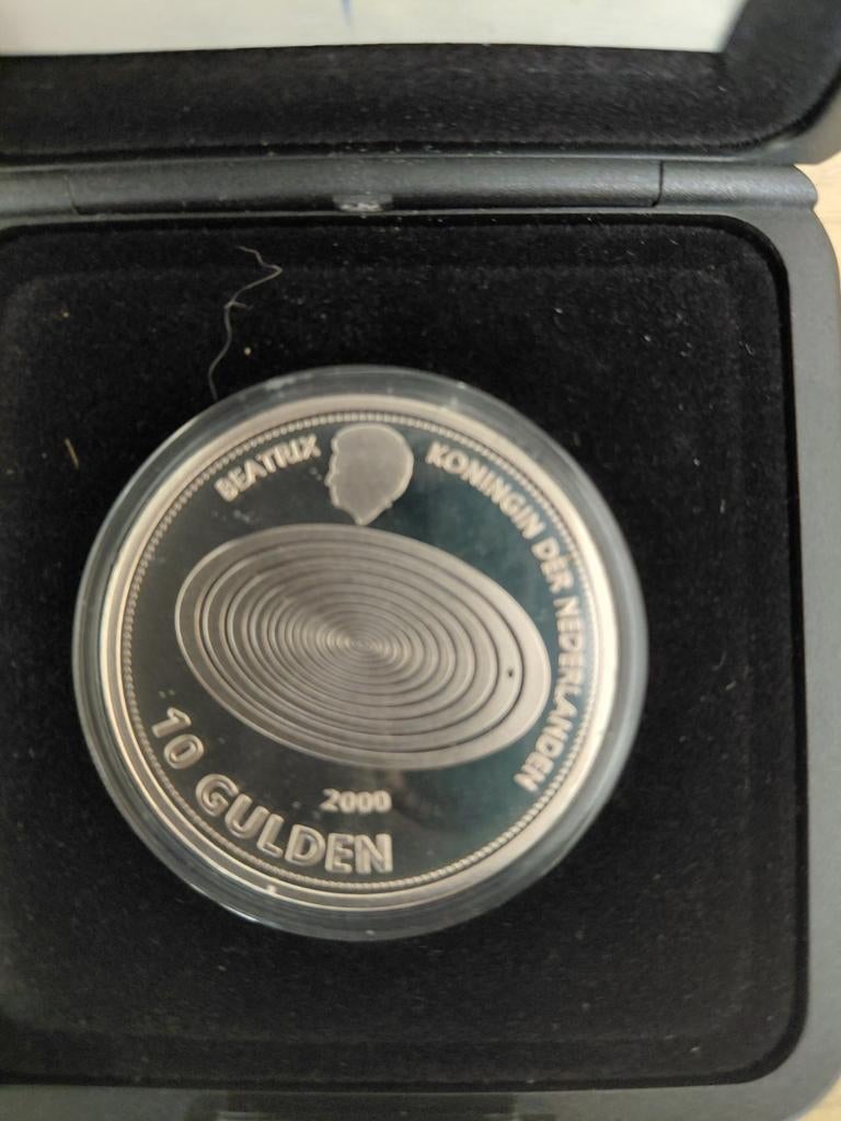 Zilveren 10 Gulden Millennium Munt 1999-2000 Beatrix, Postzegels en Munten, Munten | Nederland, Koningin Beatrix, Zilver, Ophalen of Verzenden