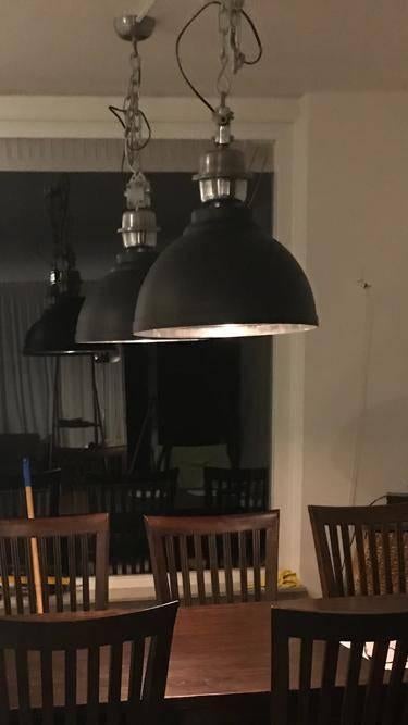 Industriële plafondlampen. 2 stuks. Met dimbare ledlampen., Huis en Inrichting, Ophalen, Gebruikt, Metaal, 50 tot 75 cm