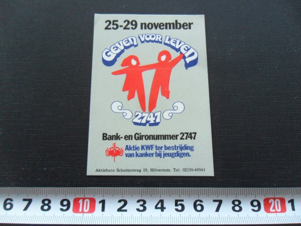 sticker geven voor leven aktie KWF bestrijding kanker jeugd*, Ophalen of Verzenden, Zo goed als nieuw