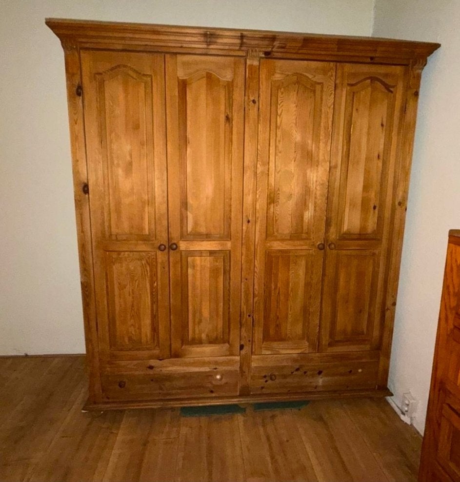 teakhouten kledingkast, Ophalen, Gebruikt, 200 cm of meer, 150 tot 200 cm
