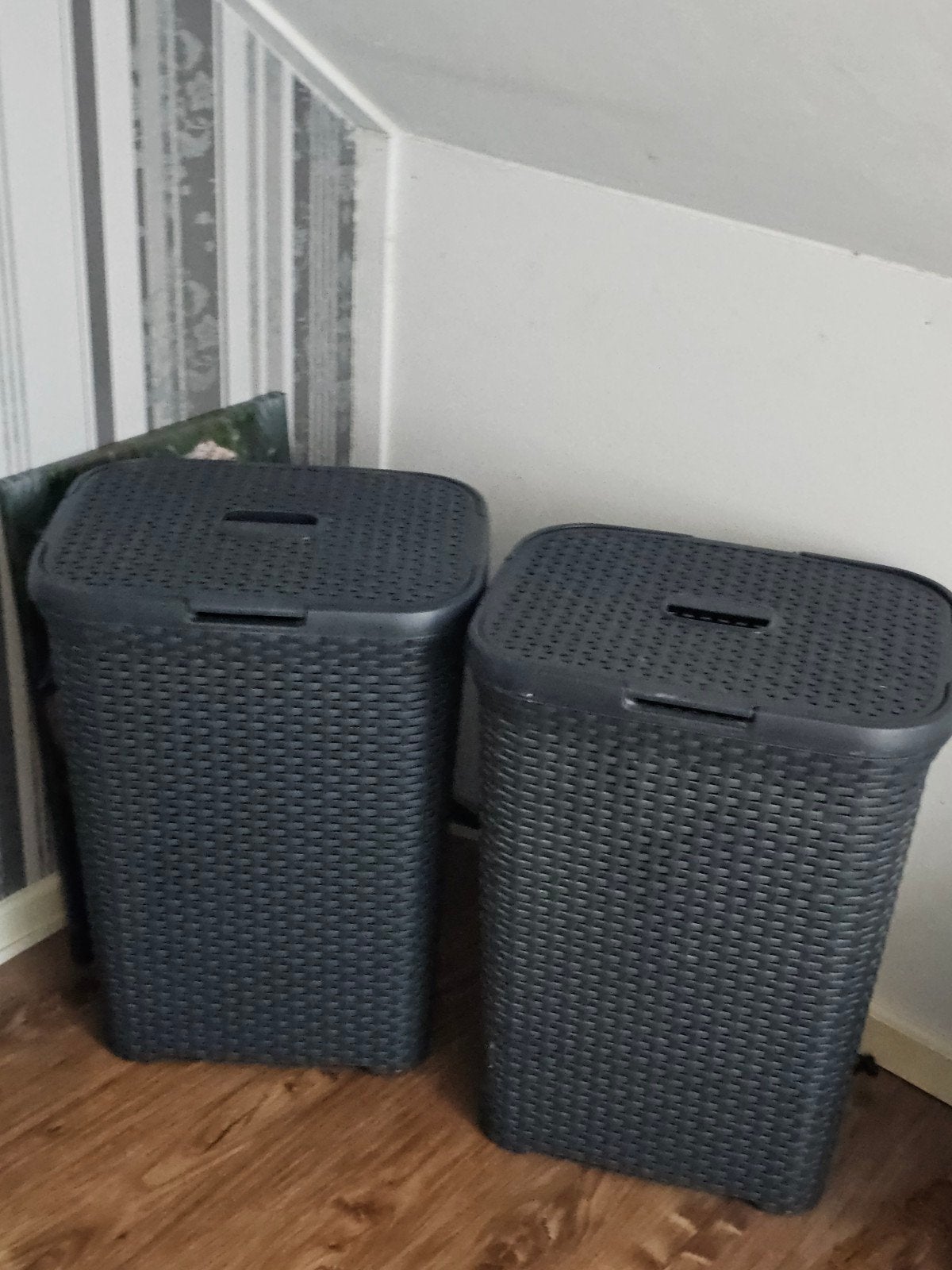2x Curver wasmanden, donkergrijs, 40L, Ophalen, Zo goed als nieuw, Grijs, Kunststof