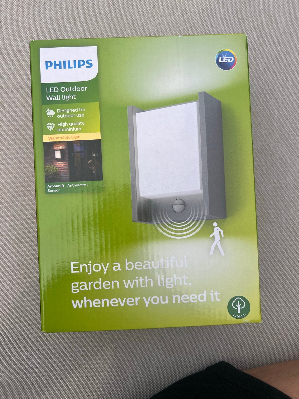 Philips LED Buiten Wandlamp met Bewegingssensor - Antraciet, Metaal, Met sensor, Zwart, Philips