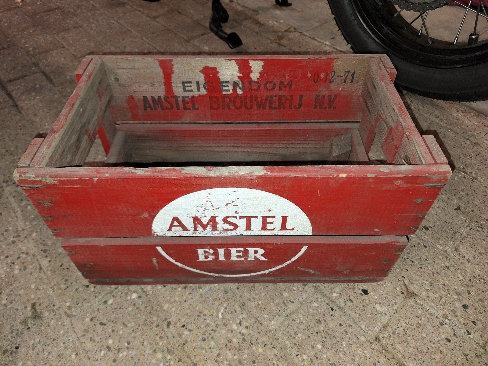 Vintage Amstel Bier houten krat uit 1971, Ophalen of Verzenden, Gebruikt, Amstel