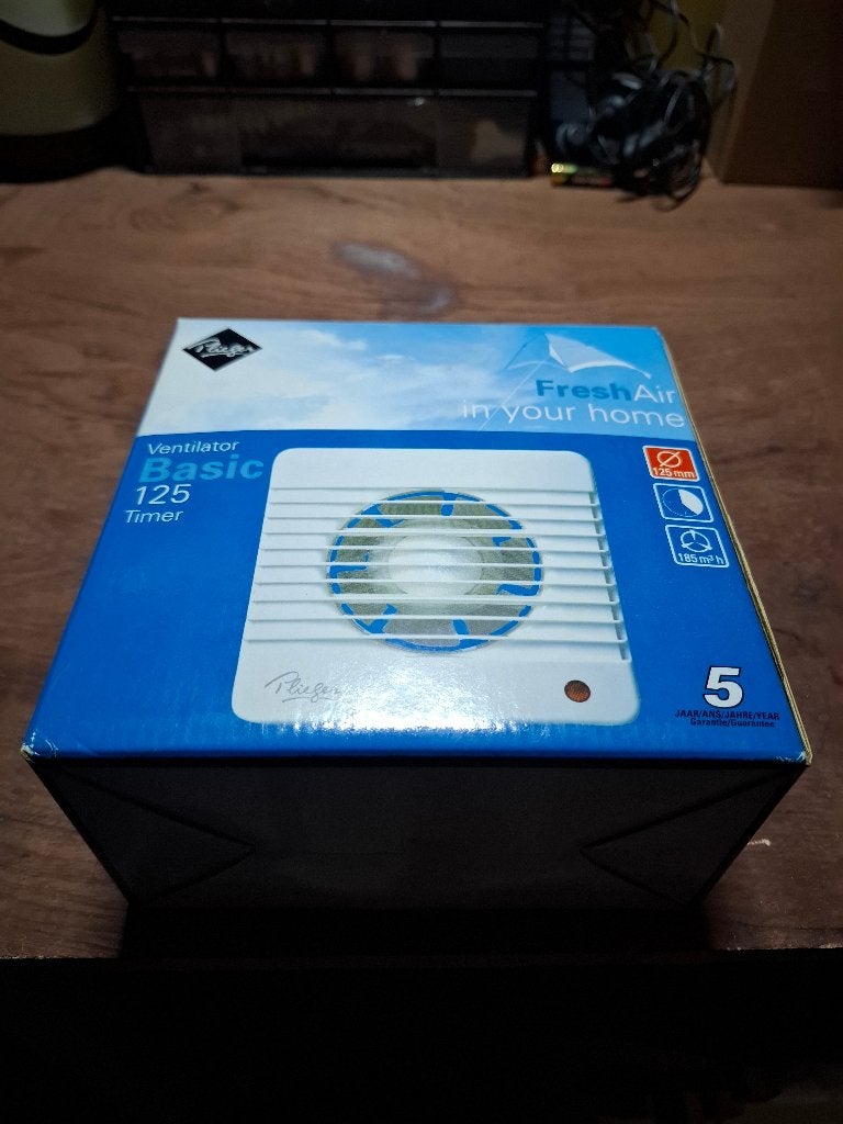 Mechanische muur -of plafondventilator Plieger 125mm te koop, Ophalen of Verzenden, Zo goed als nieuw, Ventilator