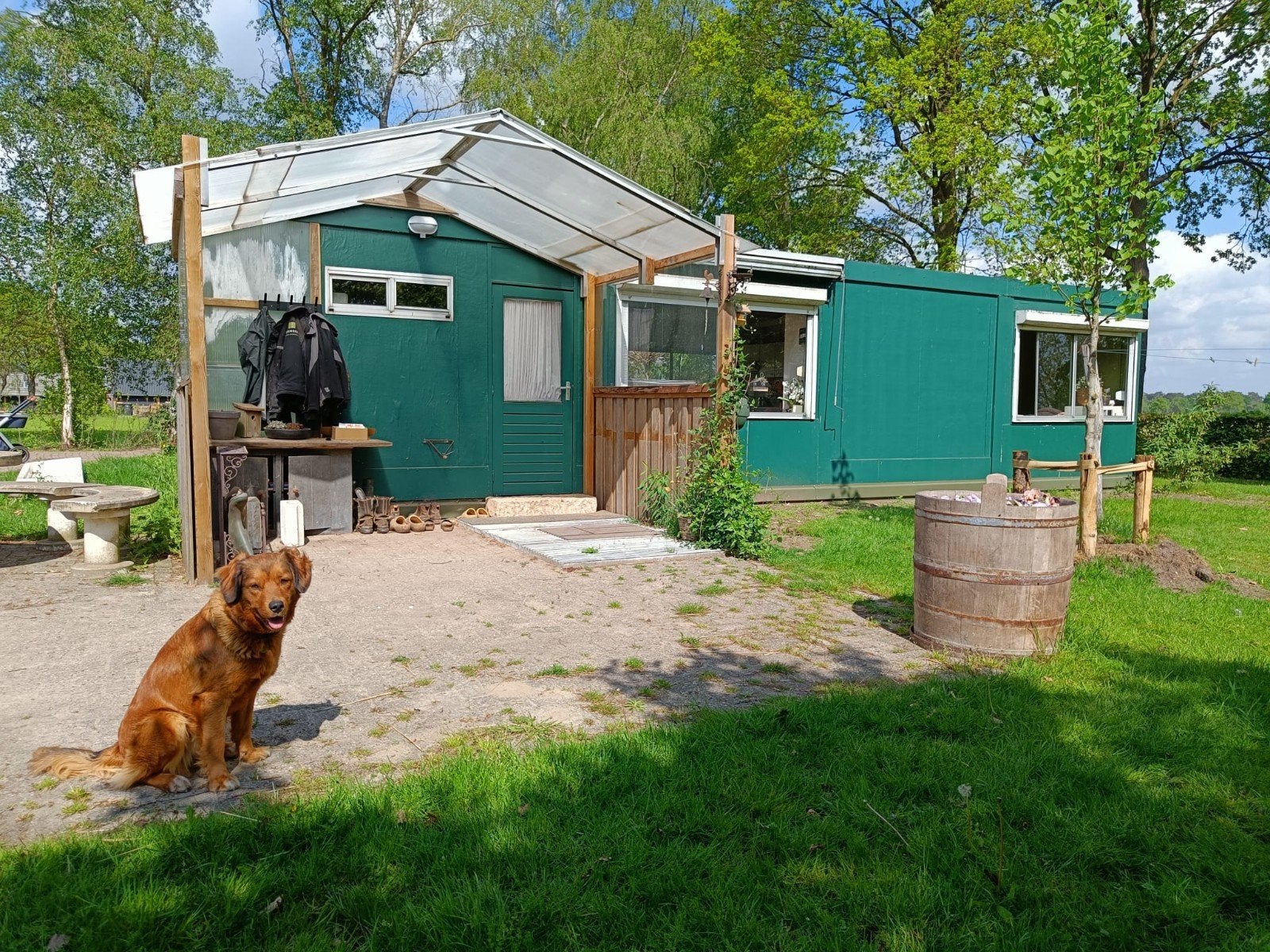 Fijne woonunit te koop! 72m2, Gasloos, stroom- én houtkachel, Ophalen, Gebruikt