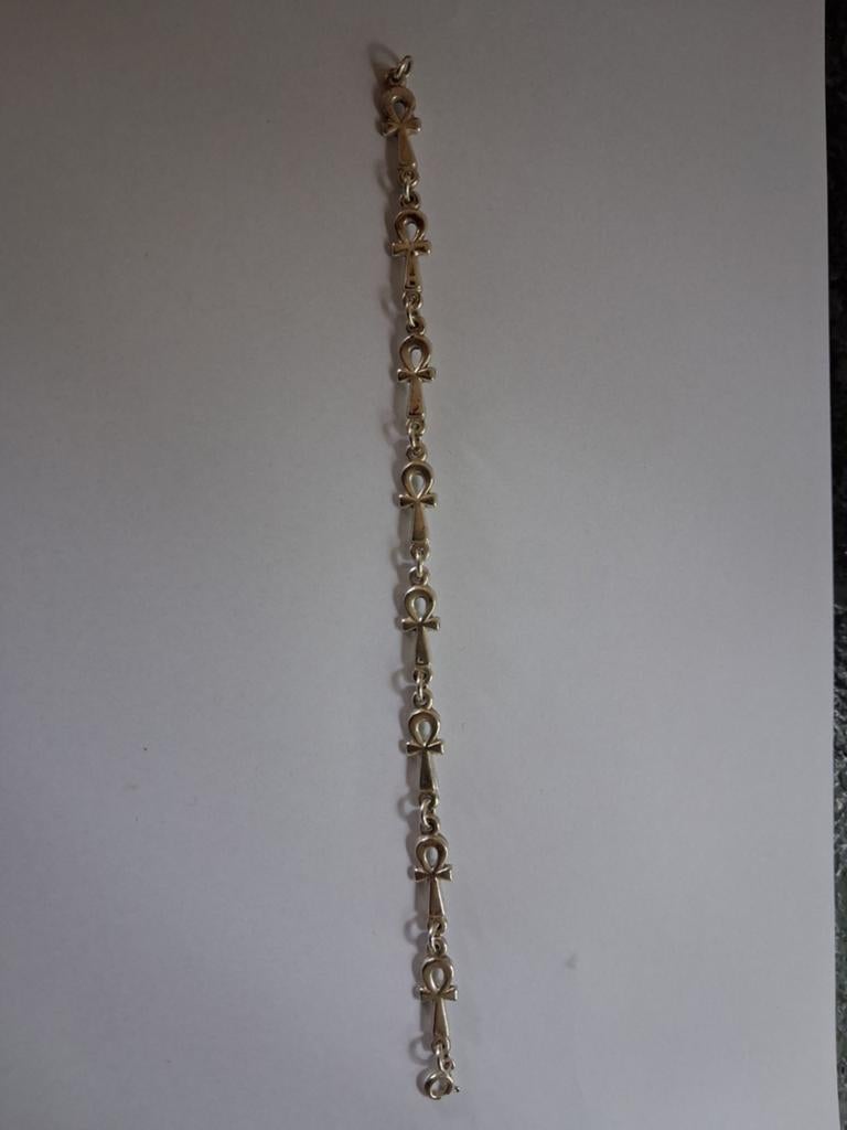Zilveren Ankh Armband - 20 cm, Ophalen of Verzenden, Gebruikt, Zilver, Zilver