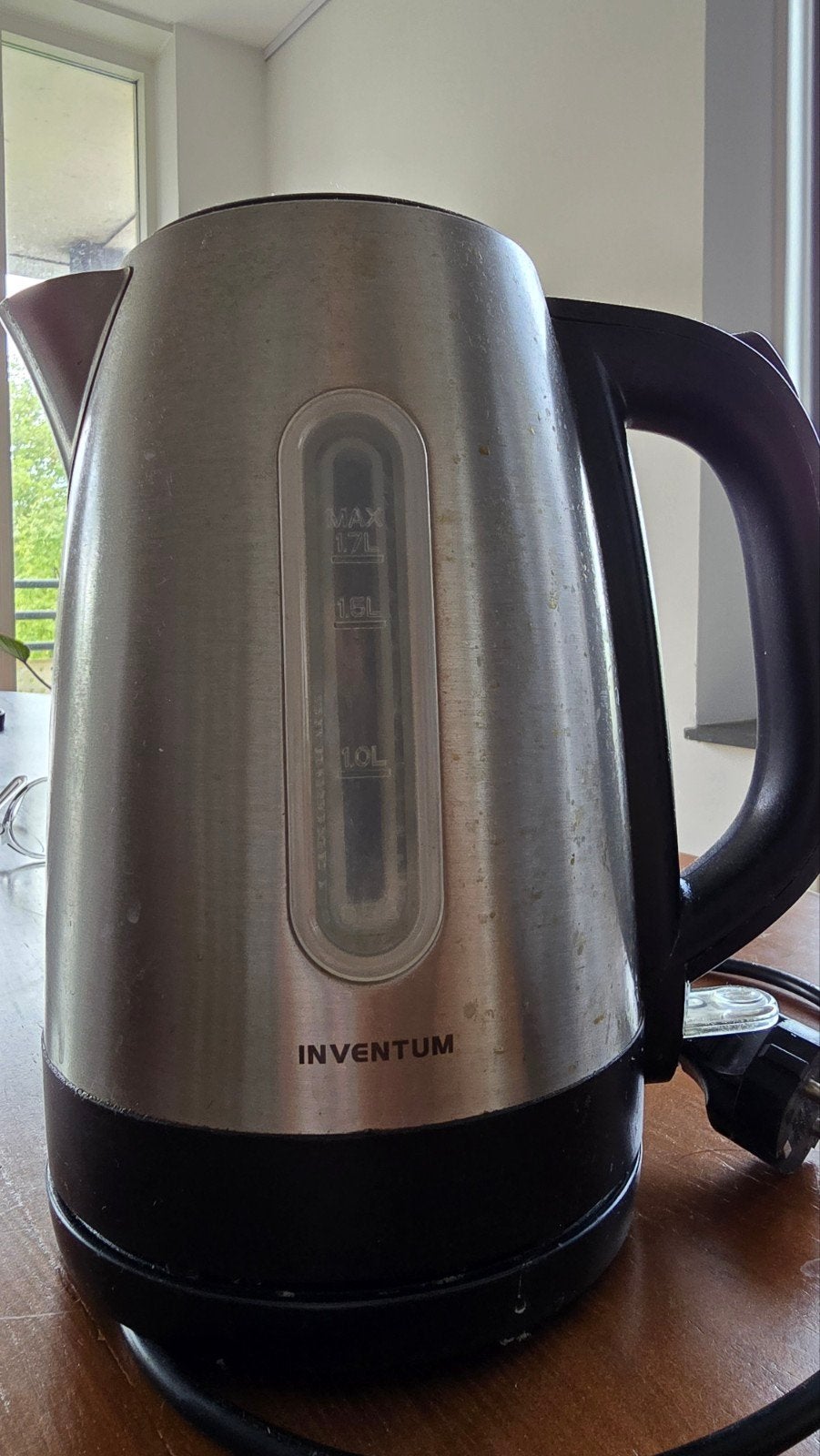 Inventum Waterkoker - RVS, 1.7L, Witgoed en Apparatuur, Waterkokers, 1 tot 2 liter, Ophalen of Verzenden, Gebruikt, Rvs