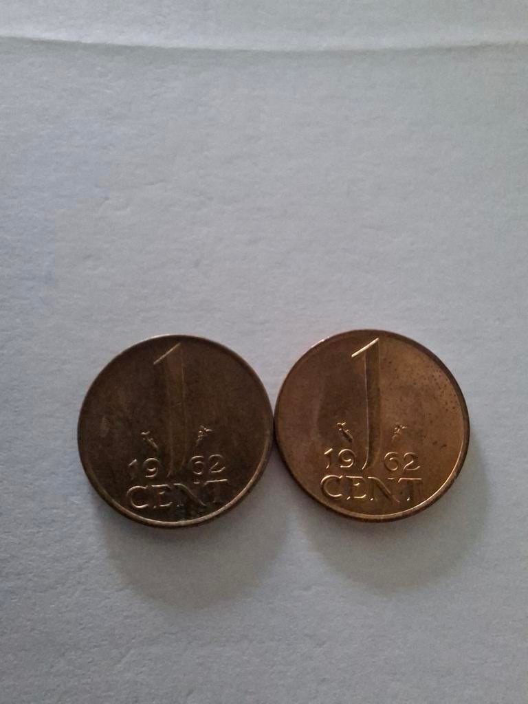 2x 1 Cent Munt Koningin Juliana 1962, Postzegels en Munten, Munten | Nederland, Verzenden, Koningin Juliana