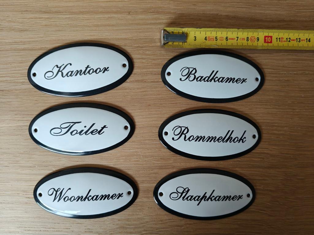 Emaille naambordjes 10x5 cm - Landelijke stijl, prijs per st, Antiek en Kunst, Antiek | Emaille, Ophalen of Verzenden