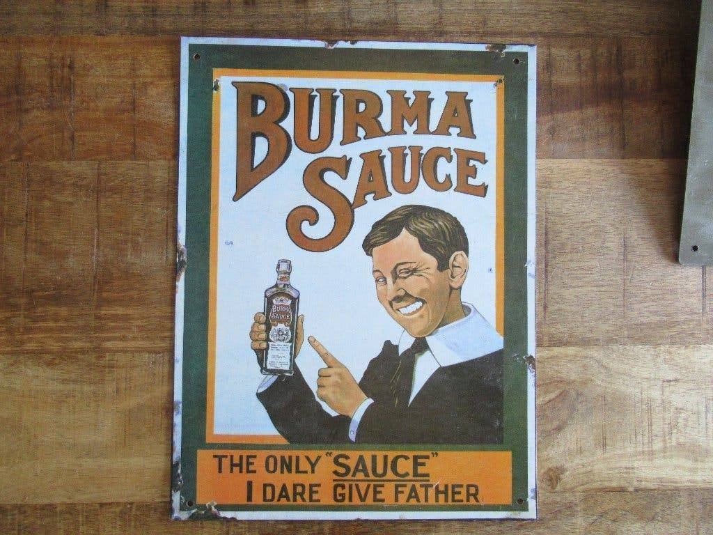 2 ijzeren bord Reclamebord platen BURMA SAUS + FOSTER'S BIER, Verzamelen, Ophalen of Verzenden, Zo goed als nieuw, Reclamebord, Plaat of Schild