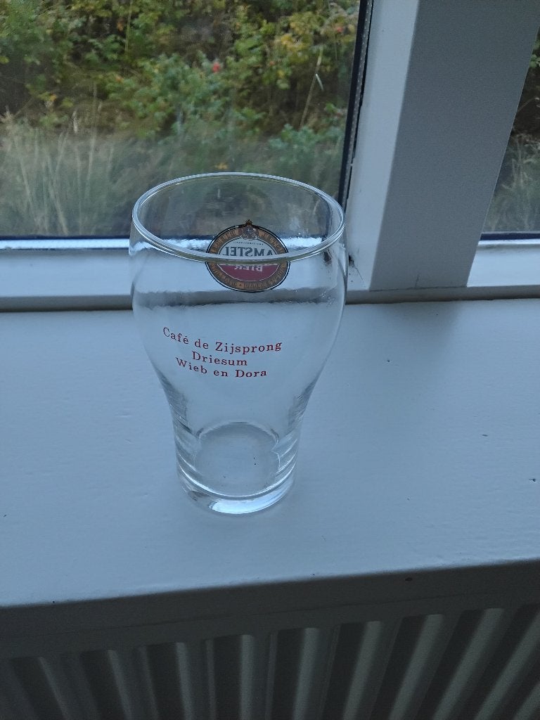 Oud Amstel bier glas cafe de zijsprong, Verzamelen, Ophalen of Verzenden, Nieuw, Glas of Glazen, Amstel
