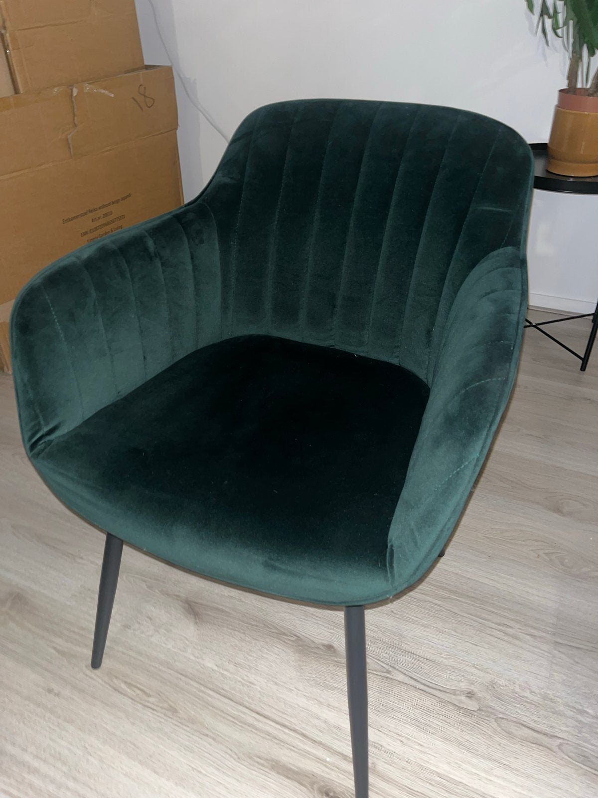 4 Groene velvet eetkamerstoelen van Kwantum, Ophalen, Gebruikt, Overige kleuren, Vier