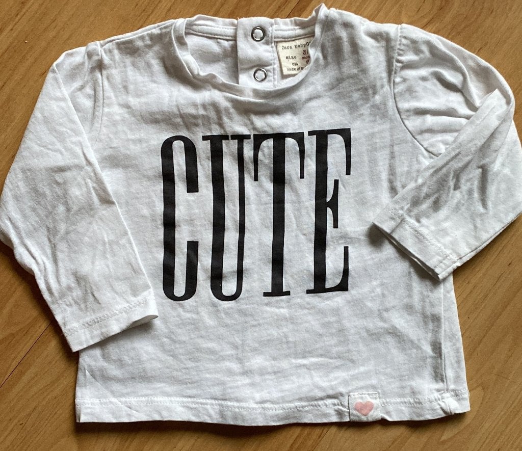 ZARA tshirt maat 68 cute, Kinderen en Baby's, Babykleding | Maat 68, Zo goed als nieuw, Zara, Shirtje of Longsleeve, Verzenden
