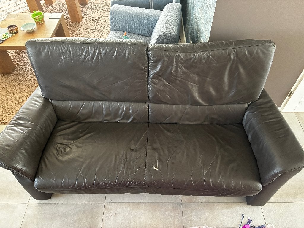 Leren bank, 2,5 zits (breedte 195 cm), merk Hummel, Huis en Inrichting, Banken | Bankstellen, Ophalen, Gebruikt, 150 tot 200 cm