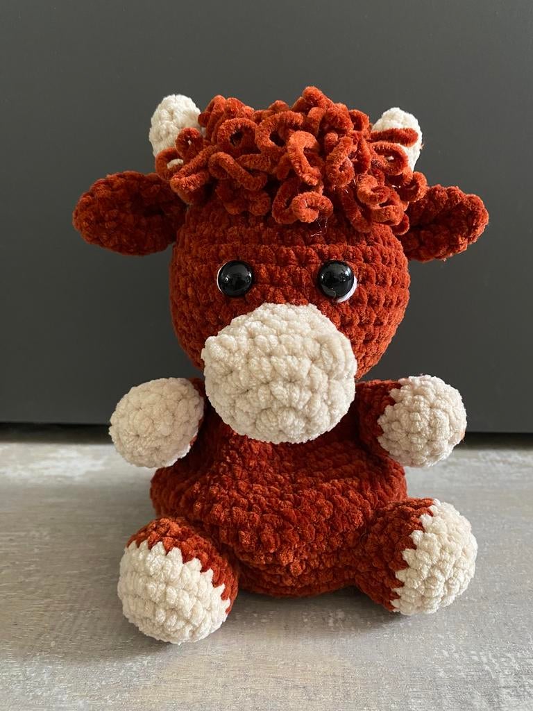 Gehaakte Fluppie, Schotse Hooglander - Handmade, Handgemaakt, Nieuw, Ophalen of Verzenden, Bruin