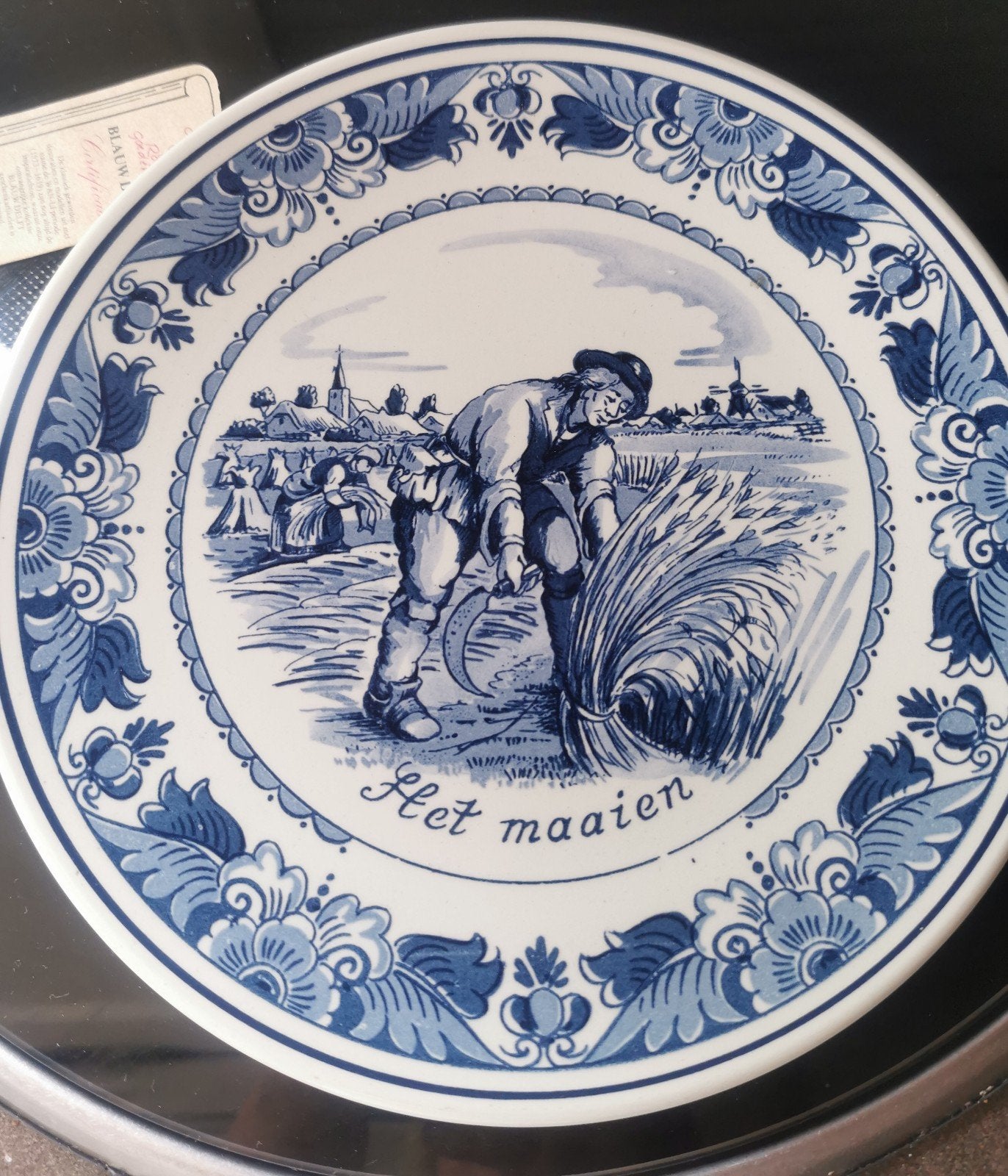 Delfts Blauw wandbord 'Het maaien' Royal Goedewaagen, Antiek en Kunst, Ophalen of Verzenden