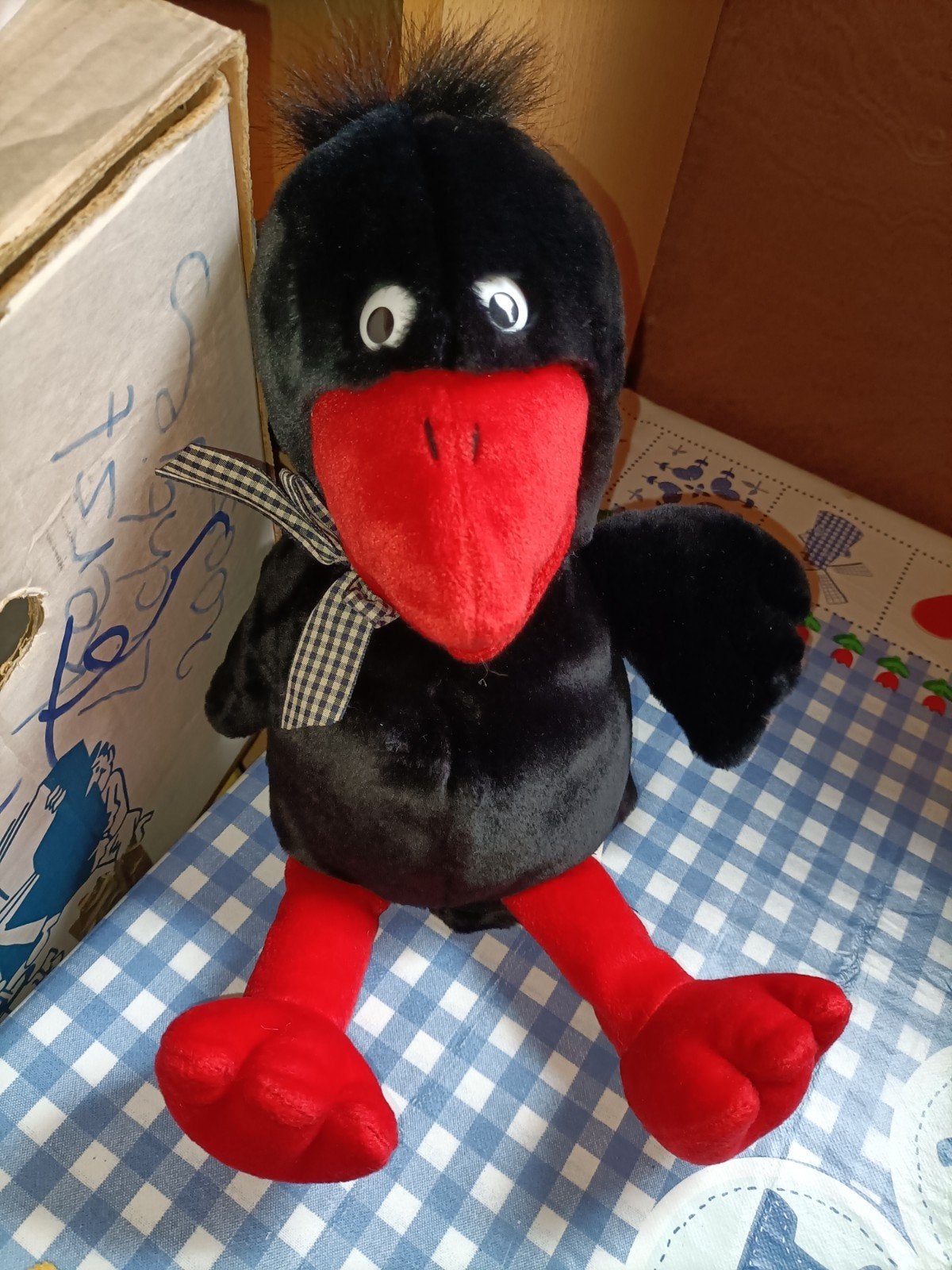 Zwarte raaf handpop vogel Toy Time 39 cm groot, Ophalen of Verzenden, Zo goed als nieuw, Overige typen