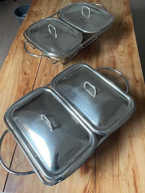 warmhoud set met glazen schalen, Ophalen, Zo goed als nieuw
