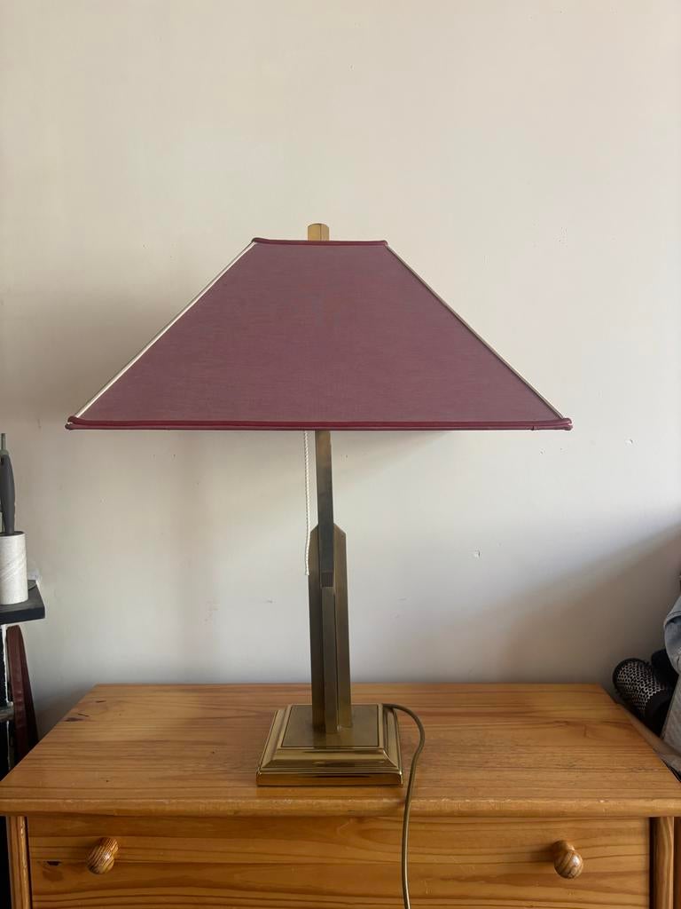 Lustrerie Deknudt Skyscraper Tafellamp - Vintage Messing, Ophalen, Gebruikt, 50 tot 75 cm, Art deco