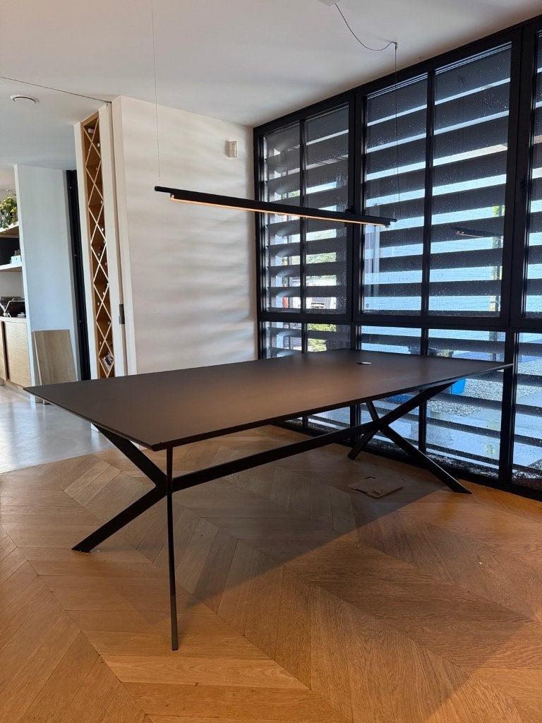 Maatwerk Fenix tafel/bureau 230x128 cm stalen onderstel, Ophalen, Zwart, 230 cm, Zo goed als nieuw