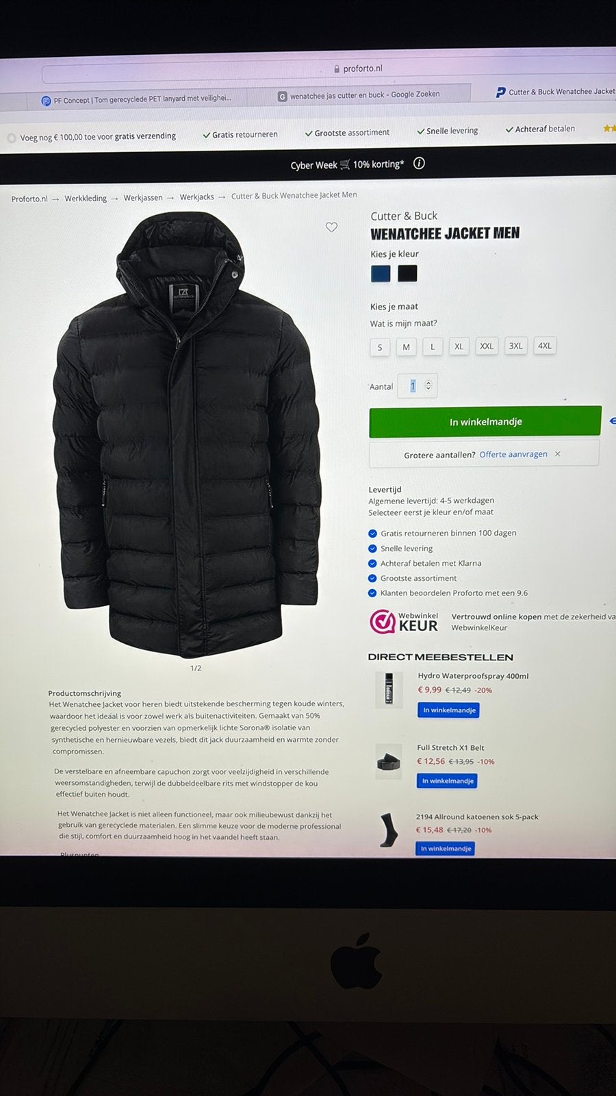 Jas wenatchee cutter&buck maat M, Ophalen of Verzenden, Zo goed als nieuw, Blauw
