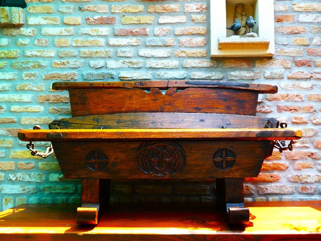 Antiek uniek koetsbankje klepbankje bank kist koets ca. 1730, Antiek en Kunst, Antiek | Meubels | Stoelen en Banken, Ophalen