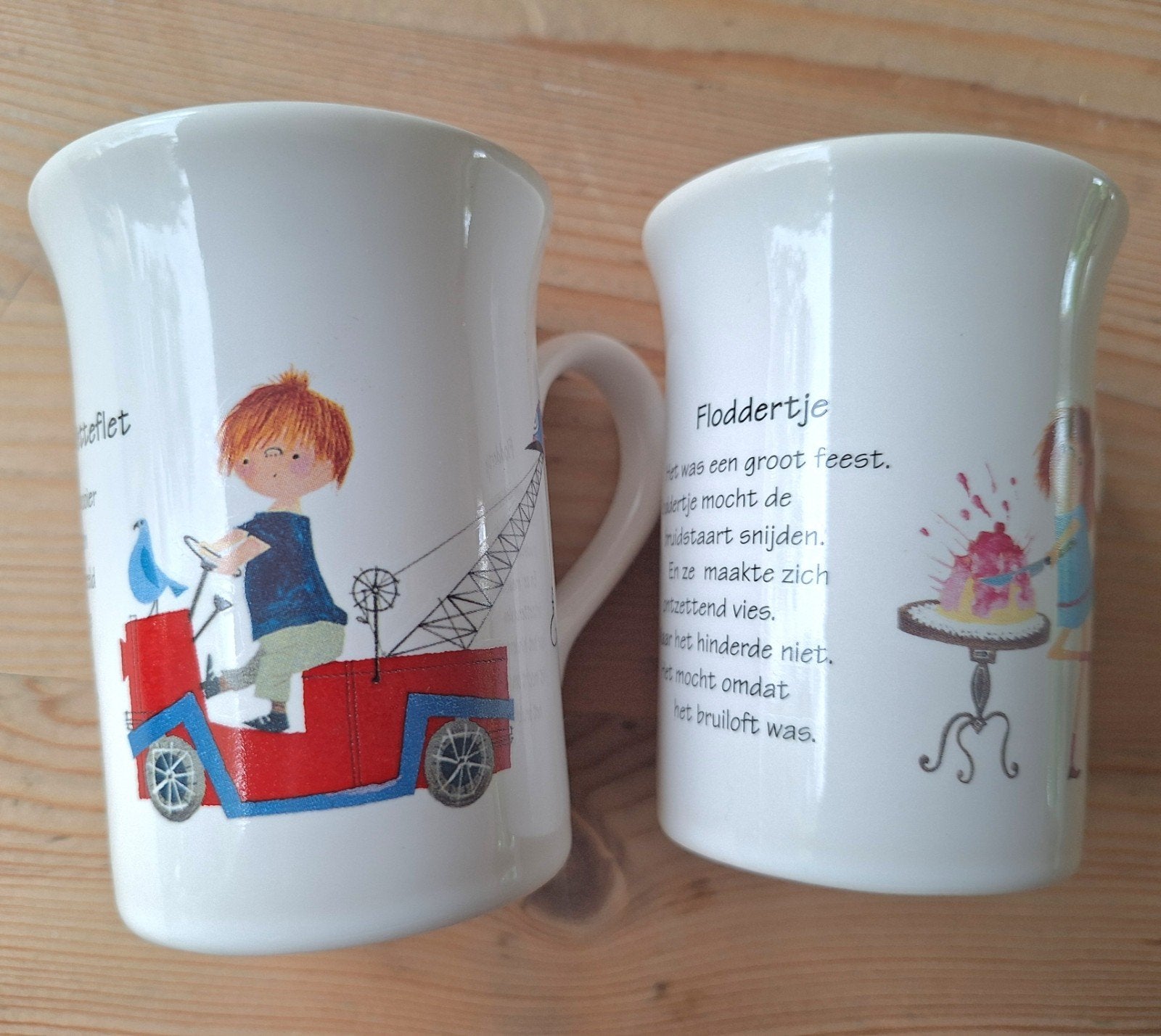 Pluk van de Petteflet en Floddertje mokken - Staffordshire, Gebruikt, Overige merken, Keramiek, Vintage