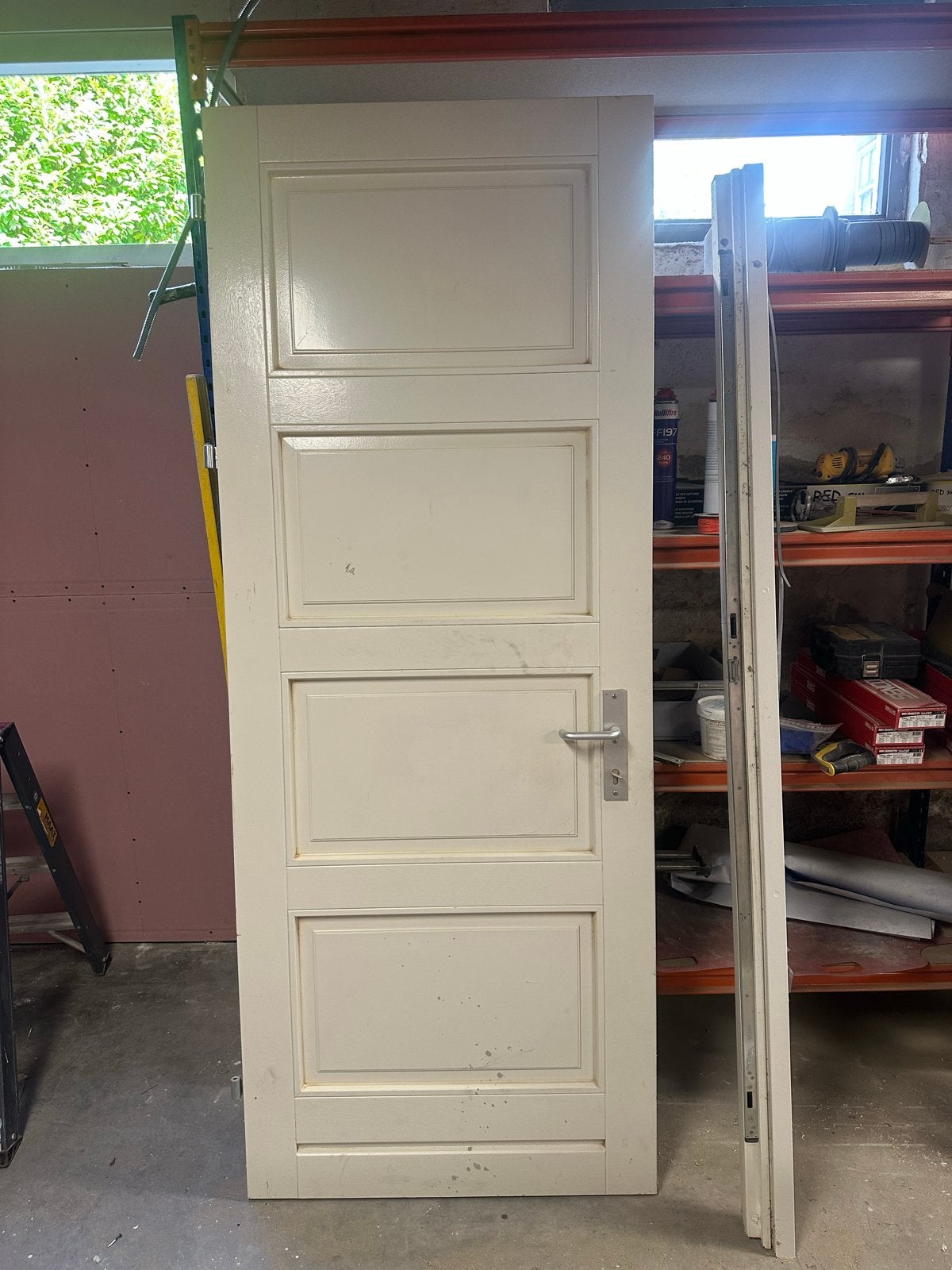 Opdek Buitendeur 88x231 cm met 4 Bossing panelen, Gebruikt, 80 tot 100 cm, 215 cm of meer, Ophalen of Verzenden